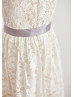 Ivory Lace Champagne Lining Knee Length Flower Girl Dress